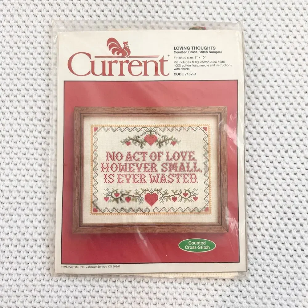 Current New Packaging NIP Loving Thoughts Counted Cross Stitch Kit Sealed 1983